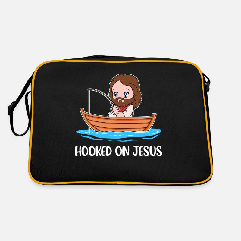 Accro au don de Jésus Jésus - Sac Retro - noir/or