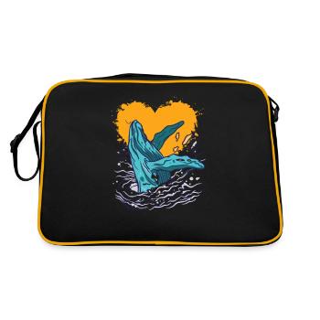 Wal-liebe-ozean-tier - Retro Tasche - Schwarz/Gold - Hinten