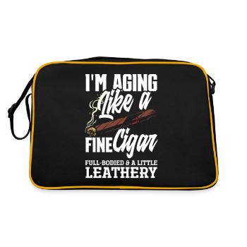 Lustiges Zigarre Rauchen Zigarrenraucher Geschenk - Retro Tasche - Schwarz/Gold - Hinten