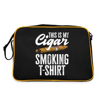 Lustiges Zigarre Rauchen Zigarrenraucher Geschenk - Retro Tasche - Schwarz/Gold - Hinten