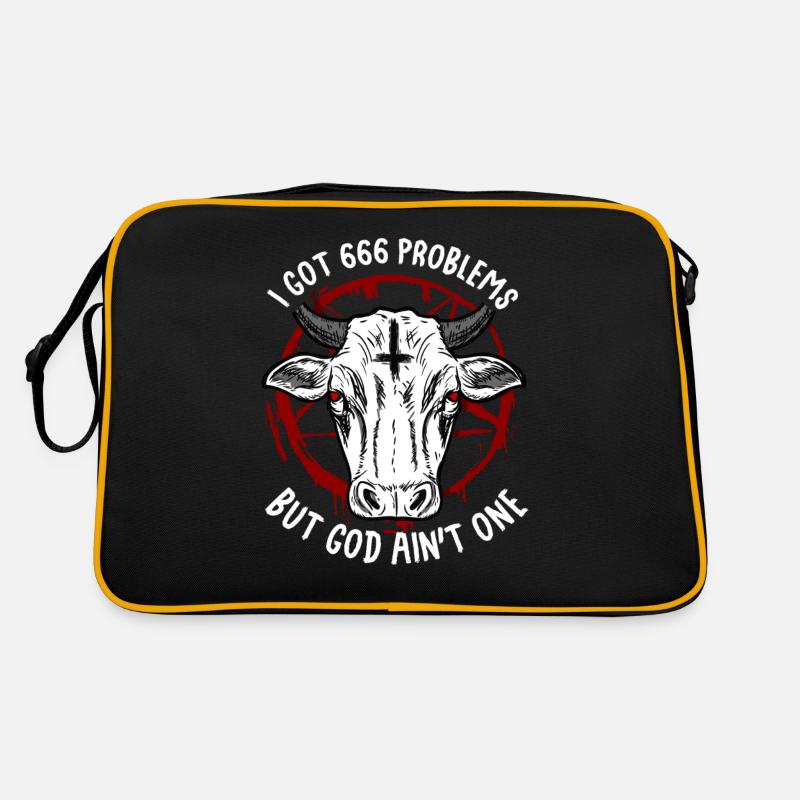 I Got 666 Problems But God Ain't One Satanic - Retro Tasche - Schwarz/Gold