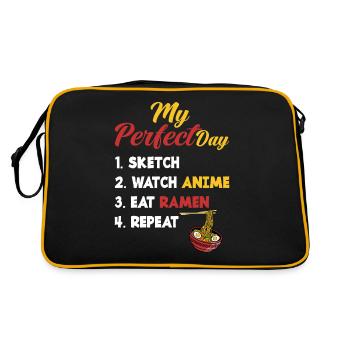 Drawing Anime Ramen Funny Ramen Gift - Retro Bag - black/gold - Back
