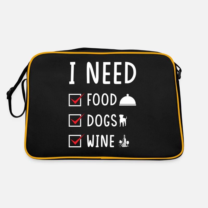 Essen Hunde Wein Retro Tasche