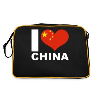 J’aime le drapeau du cœur de la Chine - Sac Retro - noir/or - Dos