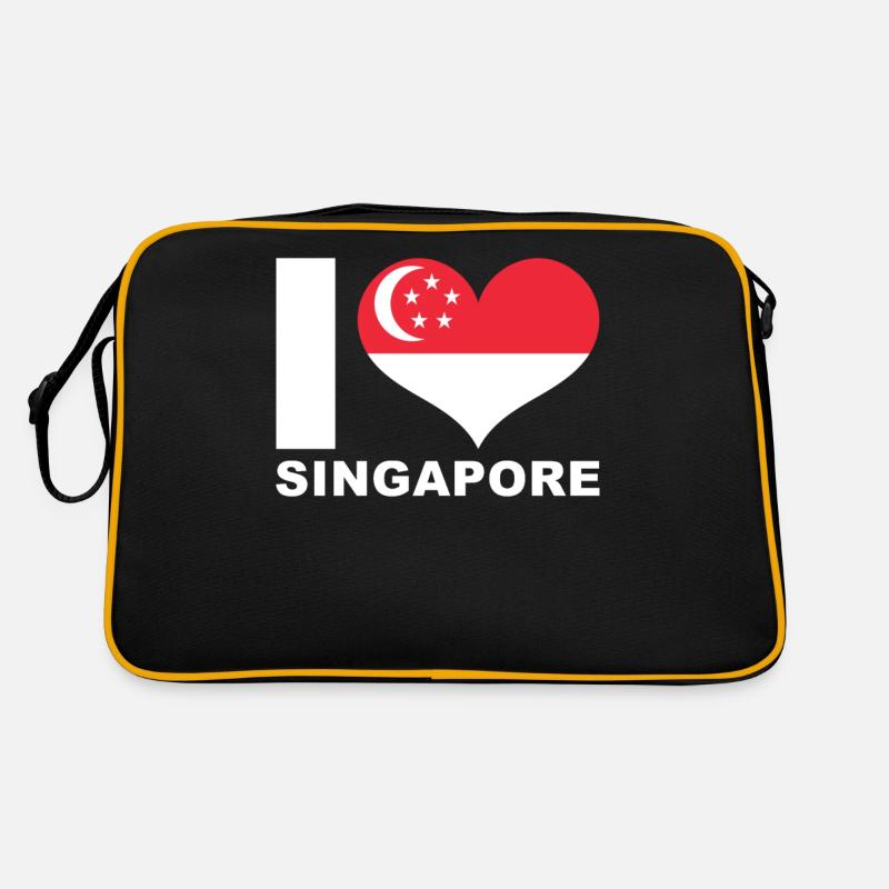 Ich liebe Singapur Herz Flagge Singapur Retro Tasche