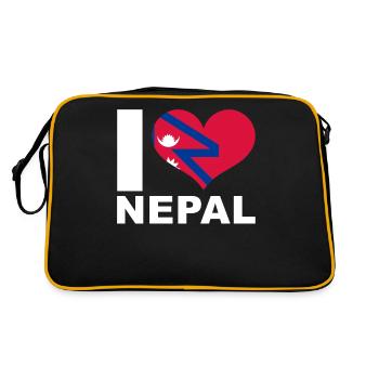 I love Nepal heart flag Nepal - Retro Bag - black/gold - Back