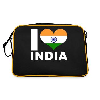 I love India heart flag India - Retro Bag - black/gold - Back