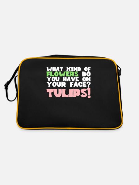 What kind Of Flowers Do You Have On Your Face - Retro Tasche - Schwarz/Gold - Hinten