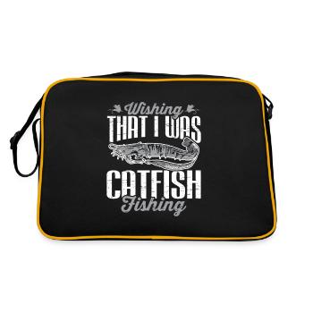 Ich wünschte, ich wäre Welsfischen Catfishing Catfishing - Retro Tasche - Schwarz/Gold - Hinten
