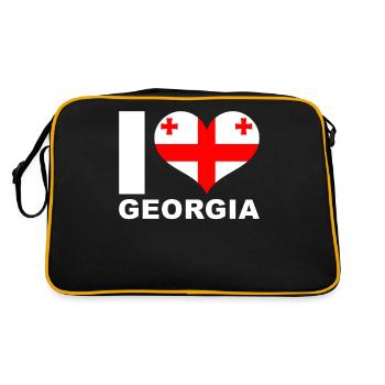 J’aime le drapeau du cœur de la Géorgie - Sac Retro - noir/or - Dos