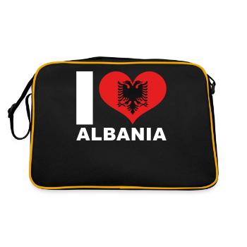 J’aime l’Albanie drapeau du cœur Albanie - Sac Retro - noir/or - Dos