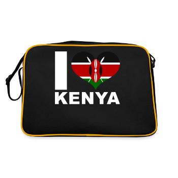 I love Kenya heart flag Kenya - Retro Bag - black/gold - Back