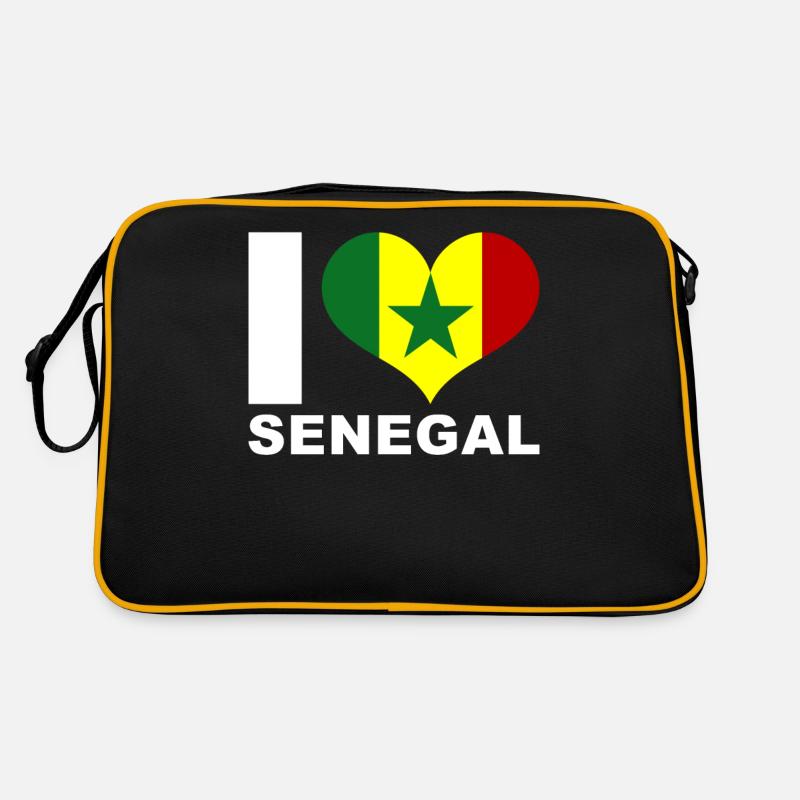 J’adore le drapeau du cœur du Sénégal Sénégal - Sac Retro - noir/or