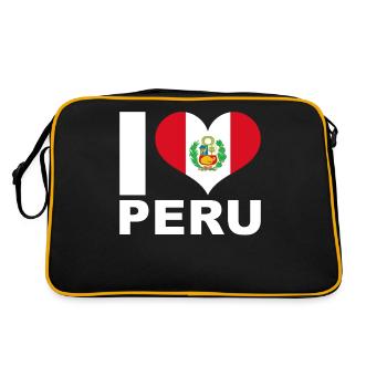 J’aime le pérou drapeau du cœur Pérou - Sac Retro - noir/or - Dos