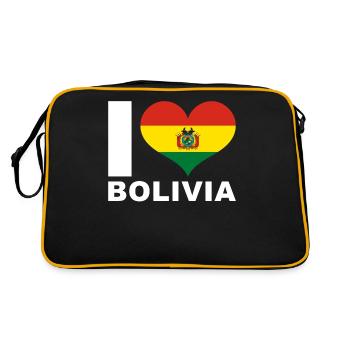 J’aime bolivie drapeau de cœur Bolivie - Sac Retro - noir/or - Dos
