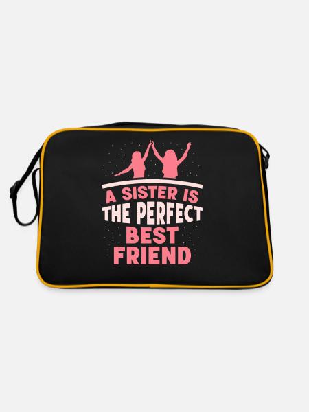 A sister is the perfect best friend team - Retro Bag - black/gold - Back