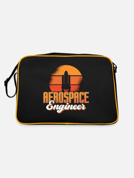 Rocket Space Aerospace Engineer Engineering - Retro Tasche - Schwarz/Gold - Hinten