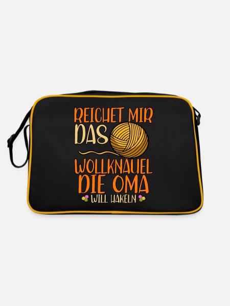 Häkeln Oma - Retro Tasche - Schwarz/Gold