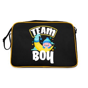 Team Boy Junge Gender Reveal Party - Retro Tasche - Schwarz/Gold - Hinten