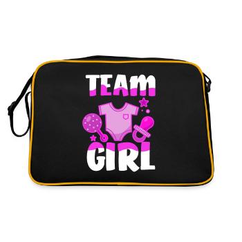 Team Girl Mädchen Gender Reveal Party - Retro Tasche - Schwarz/Gold - Hinten