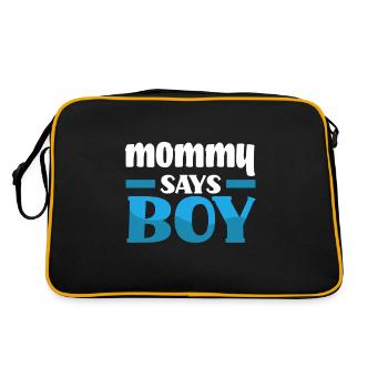Team Boy Team Junge Mama Gender Reveal Party - Retro Tasche - Schwarz/Gold - Hinten
