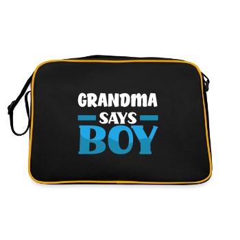 Team Boy Team Junge Oma Gender Reveal Party - Retro Tasche - Schwarz/Gold - Hinten