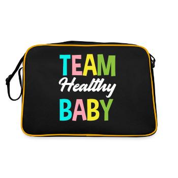 Team Gesundes Baby Gender Reveal Party - Retro Tasche - Schwarz/Gold - Hinten