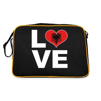 J’aime l’Albanie drapeau du cœur Albanie - Sac Retro - noir/or - Dos