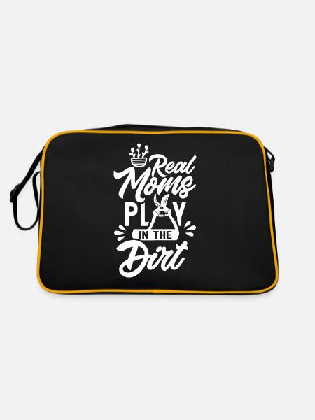 Les vraies mères jouent dans le jardin de terre mère maman - Sac Retro - noir/or - Dos