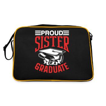 Stolze Schwester Eines Absolventen Absolvent - Retro Tasche - Schwarz/Gold - Hinten