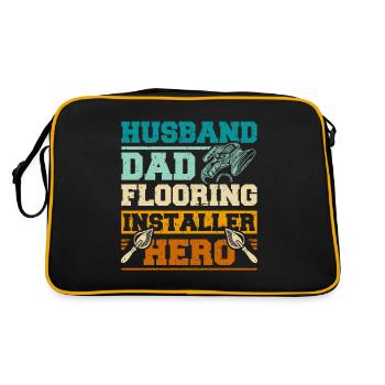 Husband dad flooring installer hero - Retro Bag - black/gold - Back