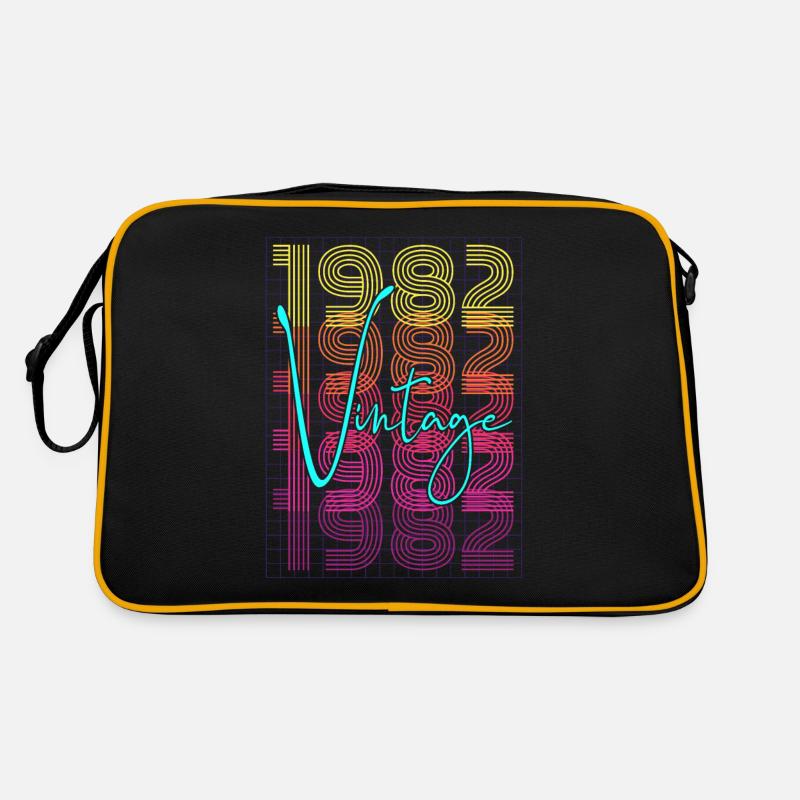 1982 Geburtstag - Retro Tasche - Schwarz/Gold