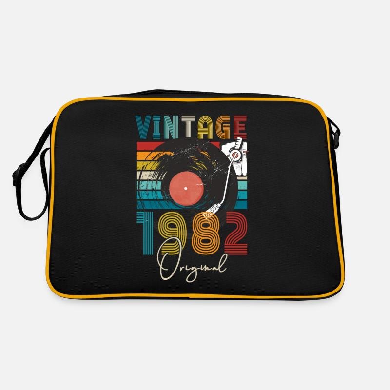 1982 Geburtstag - Retro Tasche - Schwarz/Gold