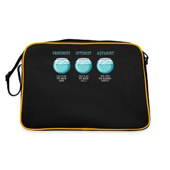Pessimist Optimist Aquarist Aquarianer - Retro Tasche - Schwarz/Gold - Hinten