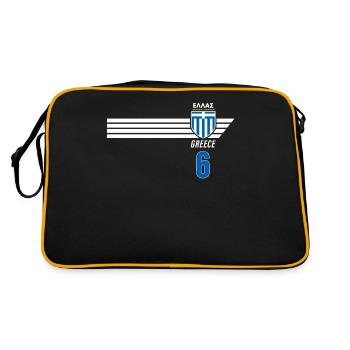 Griechenland Hellas Greece Griechisches Fussball - Retro Tasche - Schwarz/Gold - Hinten