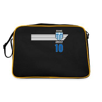 Griechenland Hellas Greece Griechisches Fussball - Retro Tasche - Schwarz/Gold - Hinten