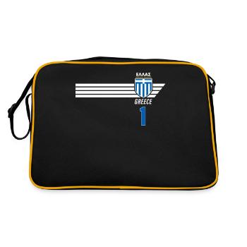 Griechenland Hellas Greece Griechisches Fussball - Retro Tasche - Schwarz/Gold - Hinten