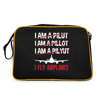 Airplane Aviation Pilot Funny Pilot Gift - Retro Bag - black/gold - Back