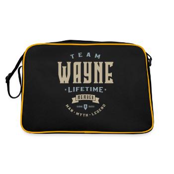 Team Wayne Lifetime Member Personalisierter Name - Retro Tasche - Schwarz/Gold - Hinten