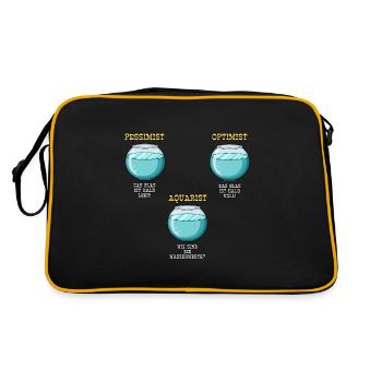 Pessimist Optimist Aquarist Aquarianer - Retro Bag - black/gold - Back
