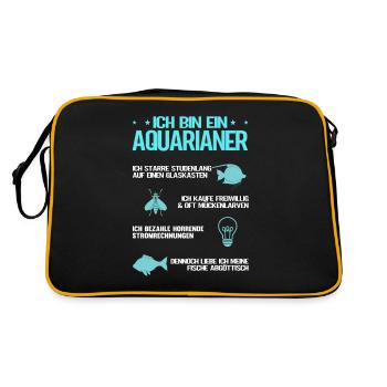 Ich bin ein Aquarianer - Retro Tasche - Schwarz/Gold - Hinten
