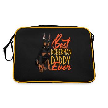 Bester Dobermann Vater Papa - Retro Tasche - Schwarz/Gold - Hinten