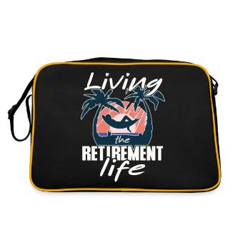 Living the retirement life, pensioner in hammock - Retro Bag - black/gold - Back