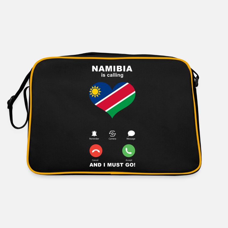 Namibia is calling Namibia Herz Souvenir - Retro Tasche - Schwarz/Gold