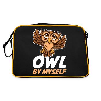 Owl By Myself Eule Geschenk - Retro Tasche - Schwarz/Gold - Hinten