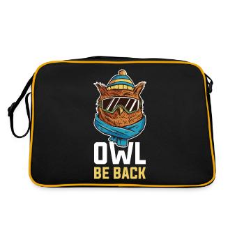 Owl Be Back Eule Geschenk - Retro Tasche - Schwarz/Gold - Hinten