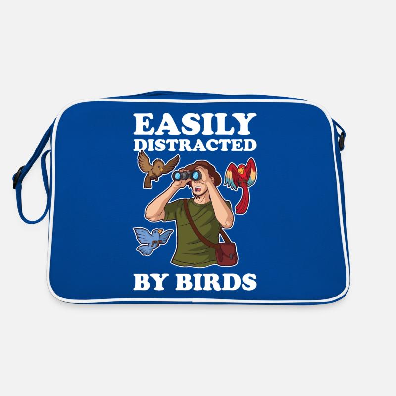 Easily Distracted By Birds Vogel Geschenk Retro Tasche