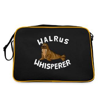 Funny Walrus Lover Walrus Whisperer - Retro Bag - black/gold - Back