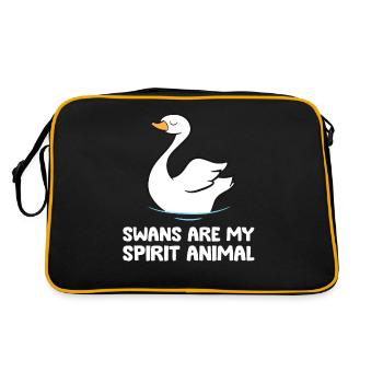 Schwäne sind mein Seelentier Lustiger - Retro Tasche - Schwarz/Gold - Hinten