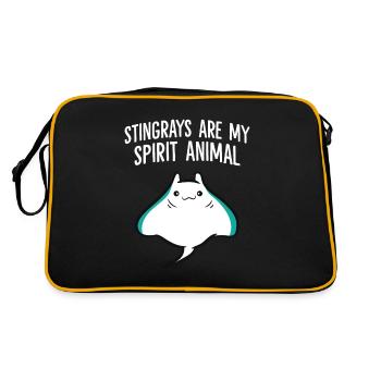 Stachelrochen sind mein Seelentier Stachelrochen - Retro Tasche - Schwarz/Gold - Hinten